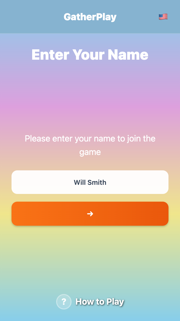 Enter your name screen